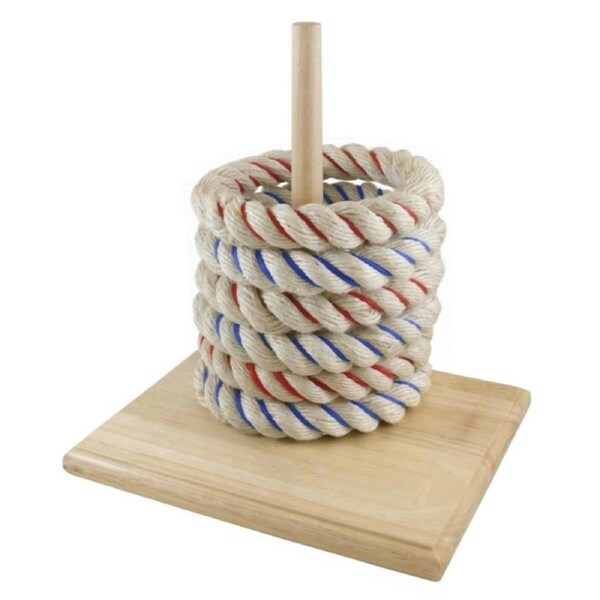 P&P Outdoor Rope Quoits Game Set with Wooden Base and Peg