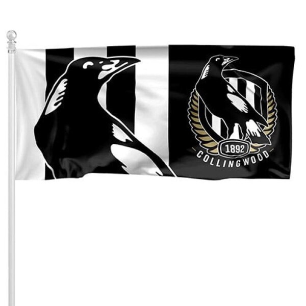 P&P Large Black and White Flag Supporter Banner 180x90cm
