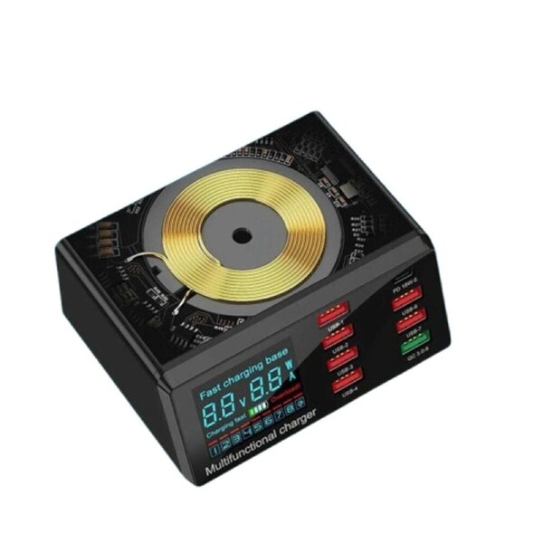 P&P USB Charger Dock Station with Display and 8 Ports