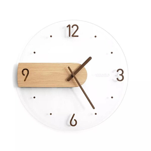 P&P Solid Wood Silent Wall Clock for Living Room or Bedroom