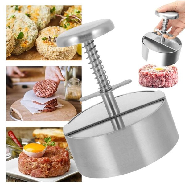 P&P Adjustable Hamburger Press Patty Maker Non-Stick Steel