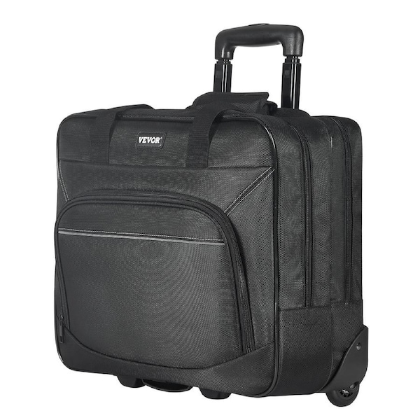 P&P Rolling Laptop Bag 40cm Wheeled Case for Travel Black