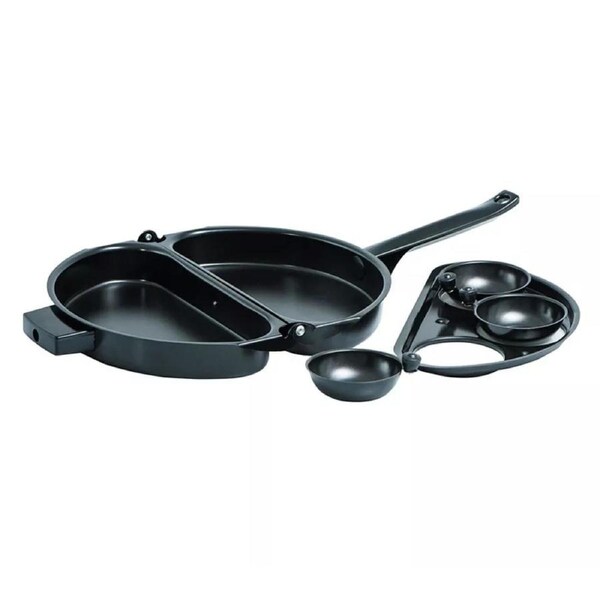 P&P Foldable Non-Stick Omelette Pan with Egg Poacher and Lid