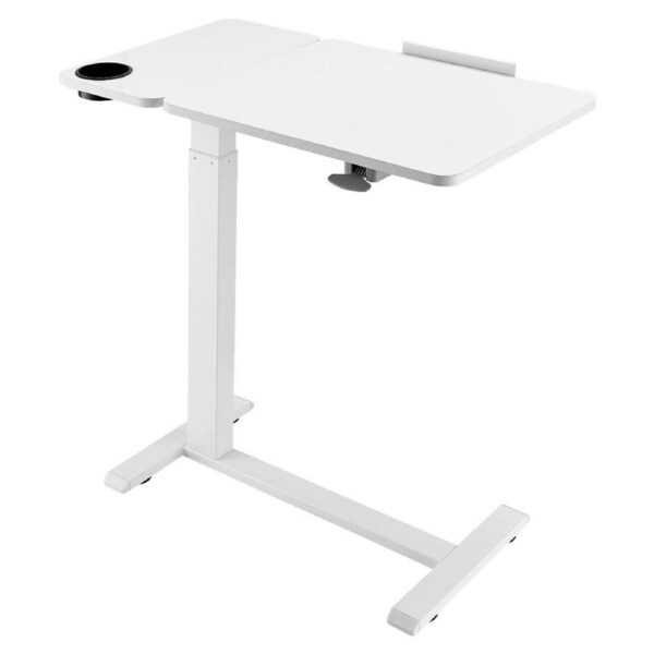 P&P Overbed Table with Flip Top, Wheels, and Cup Holder White