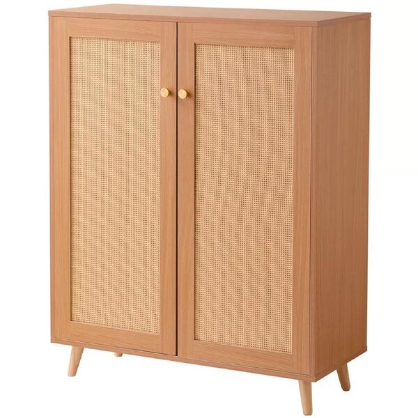 P&P Rattan Shoe Cabinet 5-Tier with Doors and Adjustable Shelves