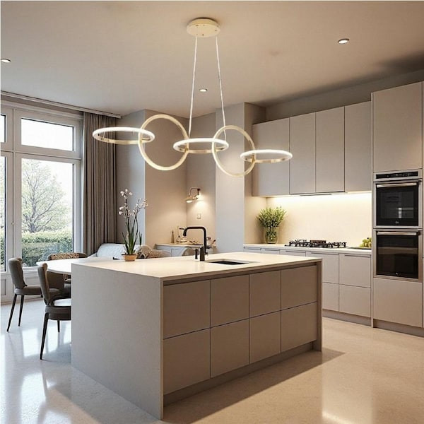BAMDECOR A018 Nordic Golden Circles Kitchen Dining Table Pendant Light Minimalist Modern Lighting