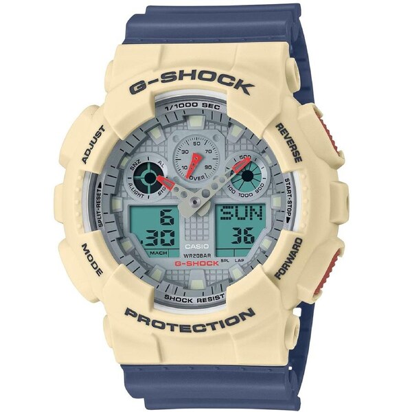 G-Shock Grey/White Men's 200m Digi-Analog Sports Watch GA-100PC-7A2
