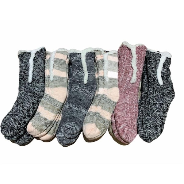 1 Pair Ladies Thick Fur Bed Socks Womens Sherpa Fluffy Non Slip - Side Line