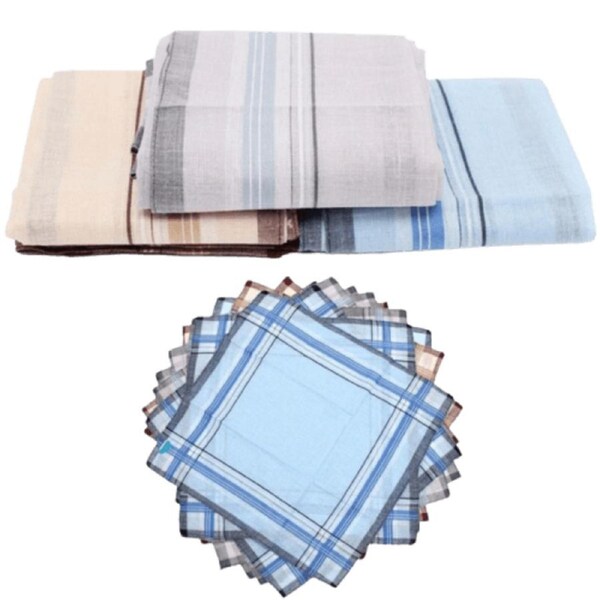 Mens HANDKERCHIEFS 100% Cotton Pocket Square Hanky Handkerchief 35x35cm - 4 Hankies