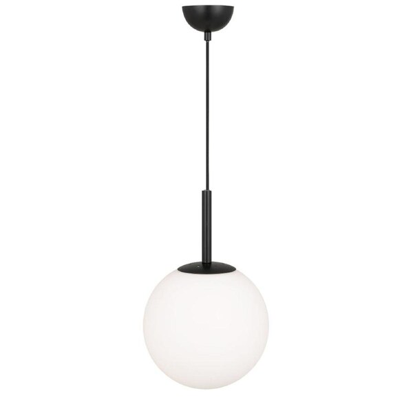 Bally Modern Pendant Hanging Lamp Light Glass Metal Black Opal Matt