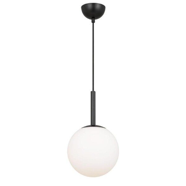 Bally Modern Pendant Hanging Lamp Light Glass Metal Black Opal Matt