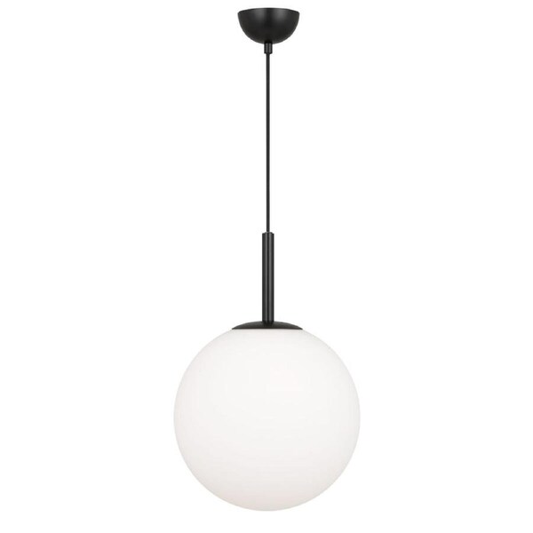 Bally Modern Pendant Hanging Lamp Light Glass Metal Black Opal Matt
