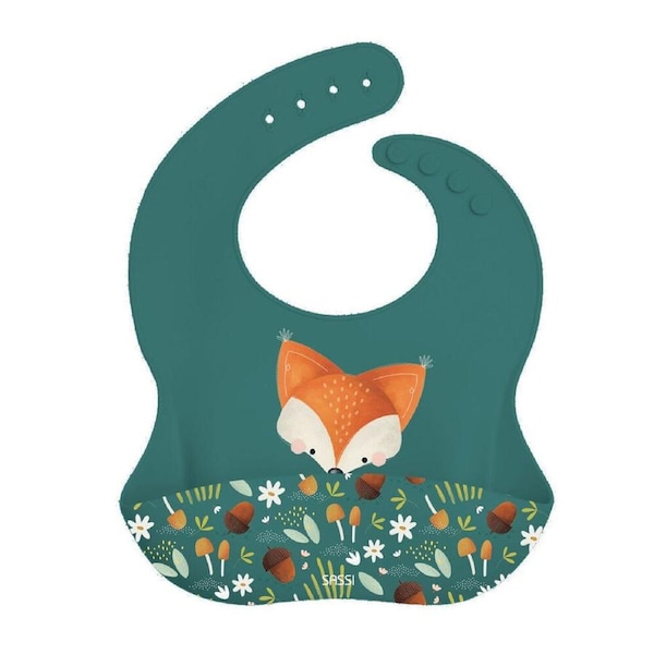 Sassi Baby/Toddler Waterproof Silicone Bib Food Catcher Crunchy The Fox 6m+