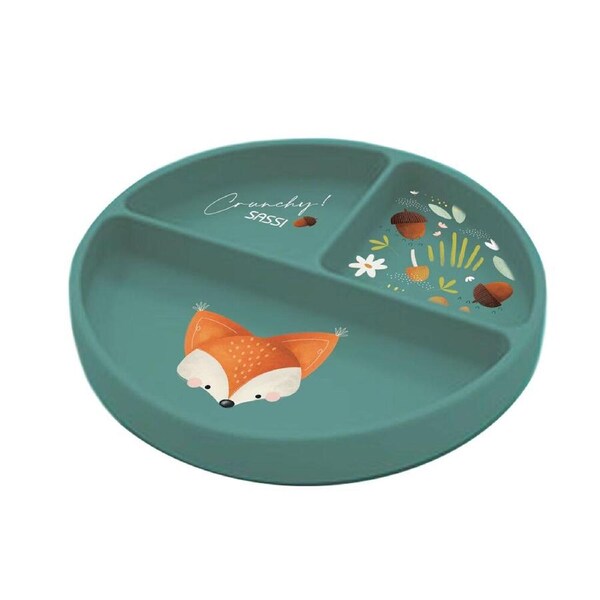 Sassi Baby/Toddler Microwaveable Silicone Feeding Meal Plate Crunchy The Fox 6m+