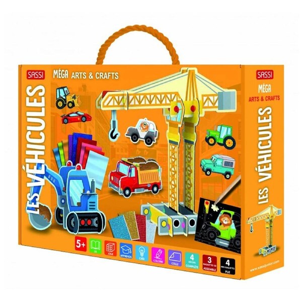 Sassi Arts & Crafts Kids Activity Sticker Colouring Book Mega Vehicles 5y+