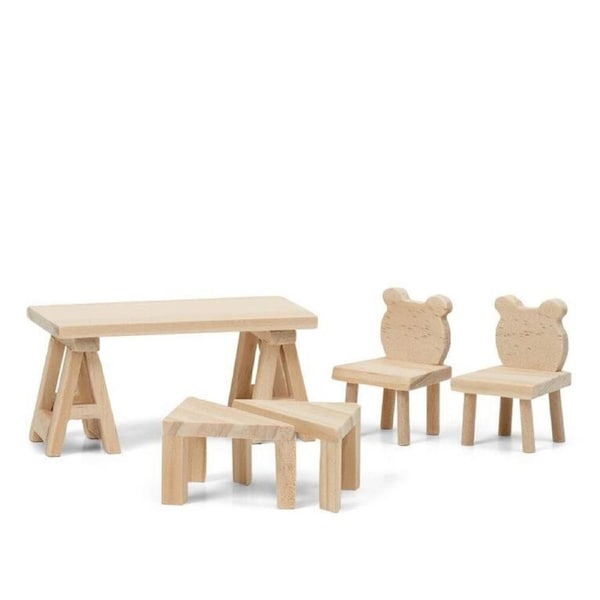 Lundby DIY Table & Chairs 1:18 Miniature Dollhouse Furniture Toy Set 3y+