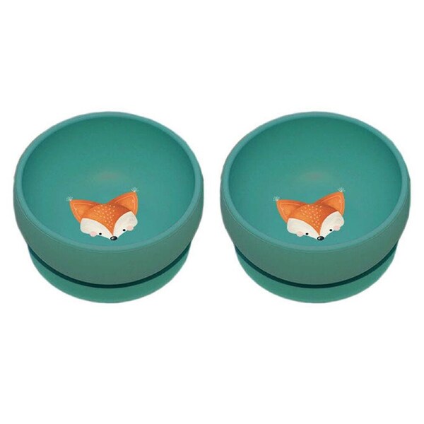 2PK Sassi Baby Microwaveable Silicone Feeding Meal Bowl Crunchy The Fox 6m+