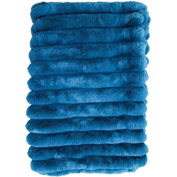 LVD Puffer Faux Fur Plush Winter Blanket Throw 150x200cm Prussian Blue