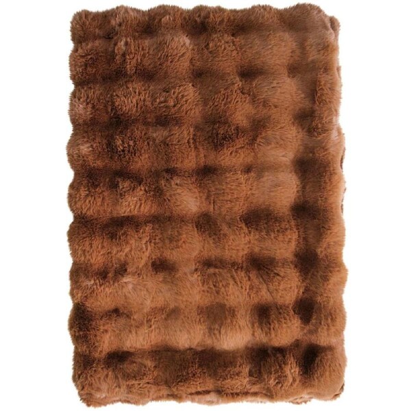 LVD Lux Faux Fur Plush Decorative Blanket Throw 150x200cm Coco Brown