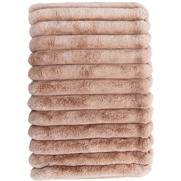 LVD Puffer Faux Fur Plush Winter Blanket Throw 150x200cm Tuscany Beige
