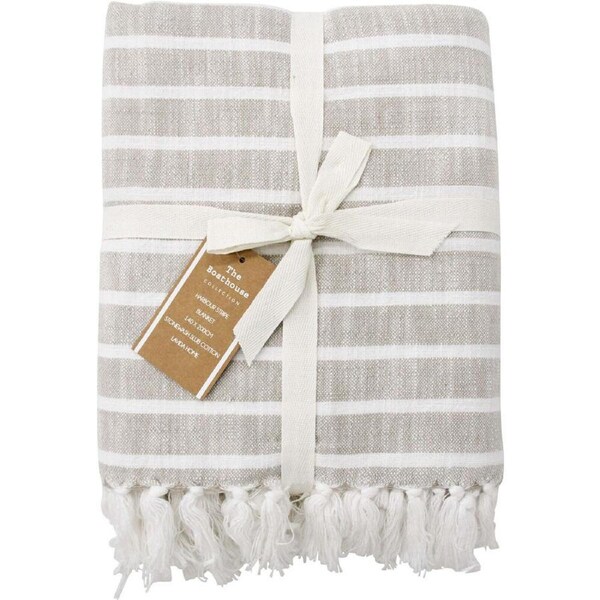 LVD Stonewashed Cotton Harbour Blanket Throw 140x200cm Natural Dune