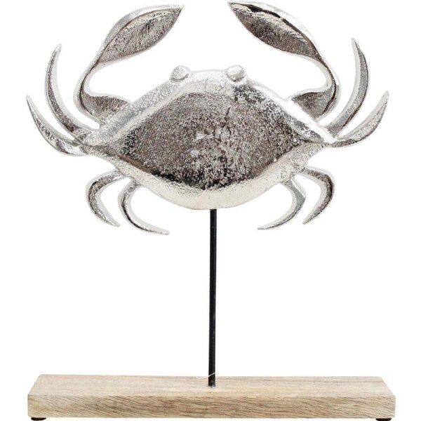 LVD Wooden Metal Sea Crab Sculpture Decoration Large 23x5x27cm Silver