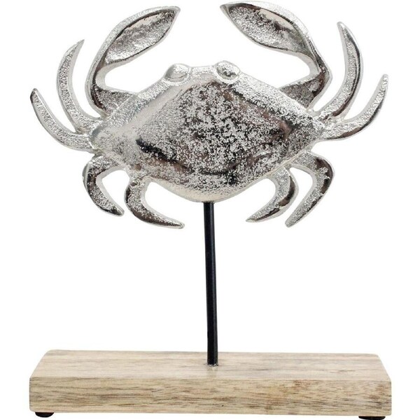 LVD Wooden Metal Sea Crab Sculpture Decoration Medium 15x5x18cm Silver