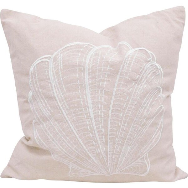 LVD Fan Shell Decorative Home Linen-Look Cushion Pillow 43x43x10cm Natural