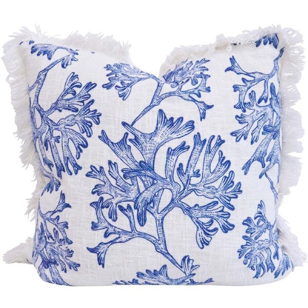 LVD 100% Cotton Decorative Home Cushion Pillow 50x50cm Blue/White Coral
