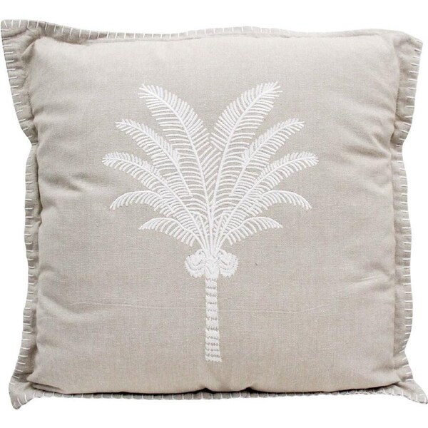 LVD Natural Stone Washed Chambray Cotton Cushion 46x46cm White Palm Cove