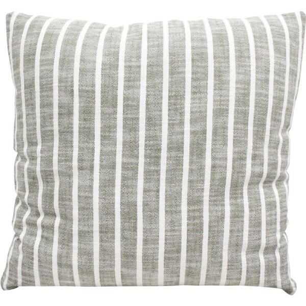 LVD Stonewashed Cotton Harbour Vertical Striped Cushion 50x50cm Olive