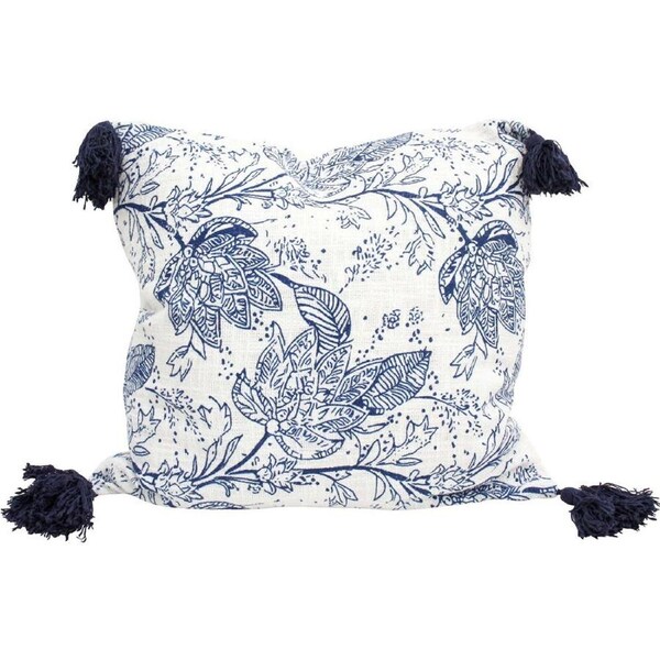 LVD Ornamental 100% Cotton Decorative Home Cushion 50x50cm Blue/White