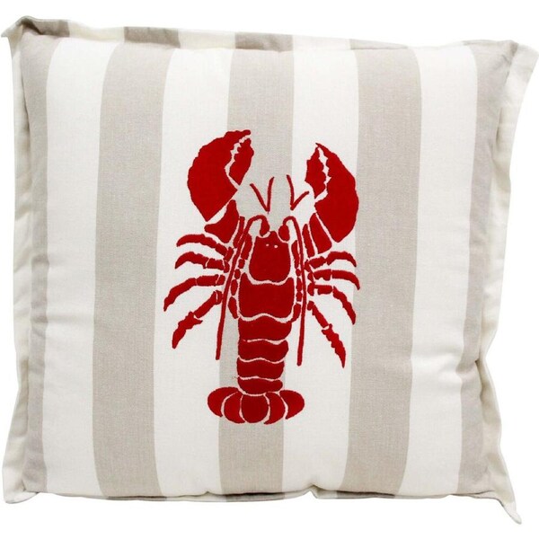 LVD Natural Stone Washed Chambray Cotton Cushion 46x46cm Red Lobster