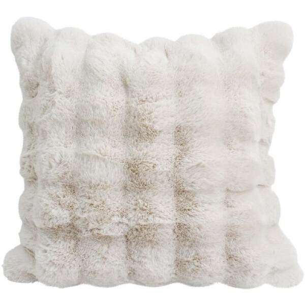 LVD Lux Faux Fur Decorative Home Cushion Pillow 55x55cm Hamptons White