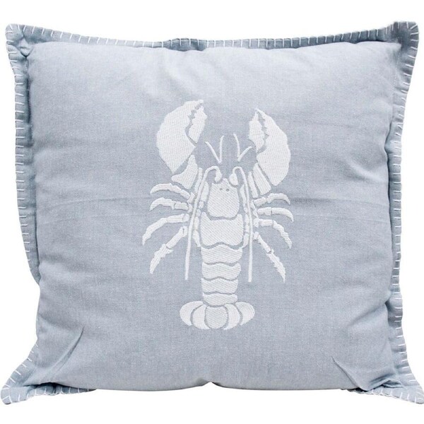 LVD Stonewashed Chambray Cotton Cushion 46x46cm Soft Blue Lobster