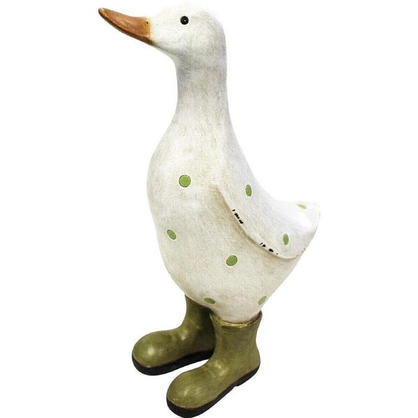 LVD Resin Polka-Dot Duck w/ Boots Home Decoration 16x6.5x22cm Olive