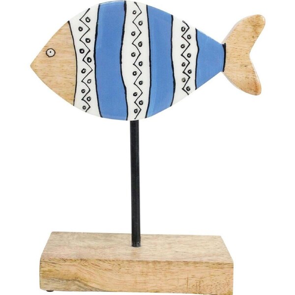 LVD Santa Fe Wooden Metal Decoy Fish Decoration 16x6x20cm Blue/White