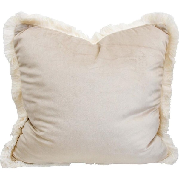 LVD Velvet Plush Decorative Home Cushion Pillow 45x45cm Neutral Ivory
