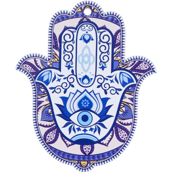 LVD Ceramic Home Decorative Hamsa Hand 1 Wall Art 15x1x19cm Blue/White
