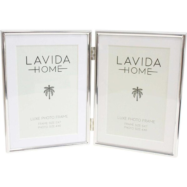 LVD Iron Glass Double Photo/Picture Frame 5x7 13.5x2.5x18.5cm Silver-Plated