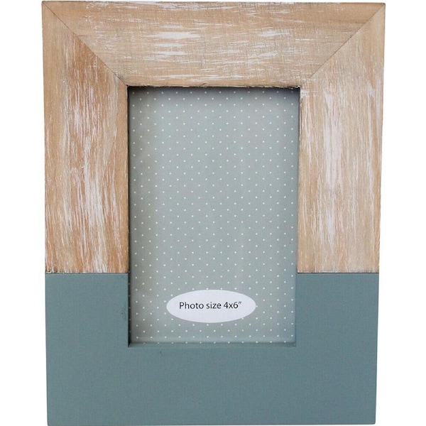 LVD Pinewood Modern Glass Photo/Picture Frame 4x6 18x23x2cm Denim