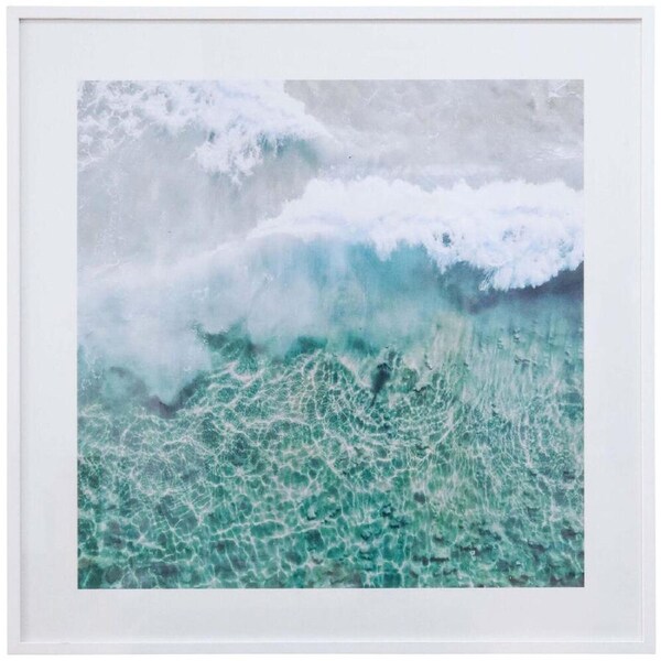 LVD Wooden Coastal Framed Print Wall Art Decor 100x100cm Burgess Beach