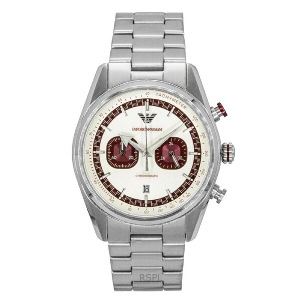 Emporio Armani Chronograph Tachymeter Quartz AR11645 Mens Watch Stainless Steel Multicolor Dial Date Display 50M
