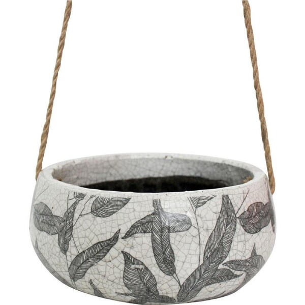 LVD Terracotta Hanging Rope Indoor Pot Planter 24x24x11cm Gum Leaves