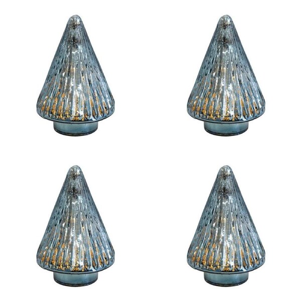 4PK LVD Glossy Glass LED Festive Christmas Tree Decor Small 9x9x14cm Dove
