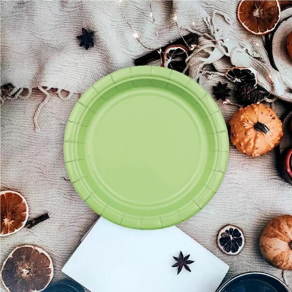 12pk 7 Light Green Paper Plate