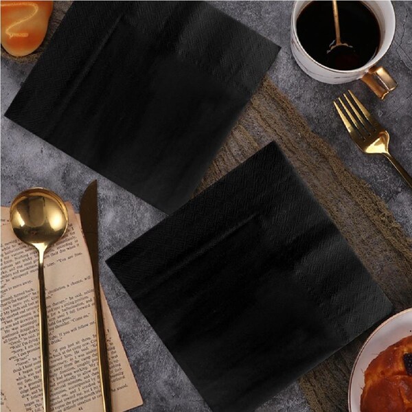 30pk Black Napkins 25x25cm
