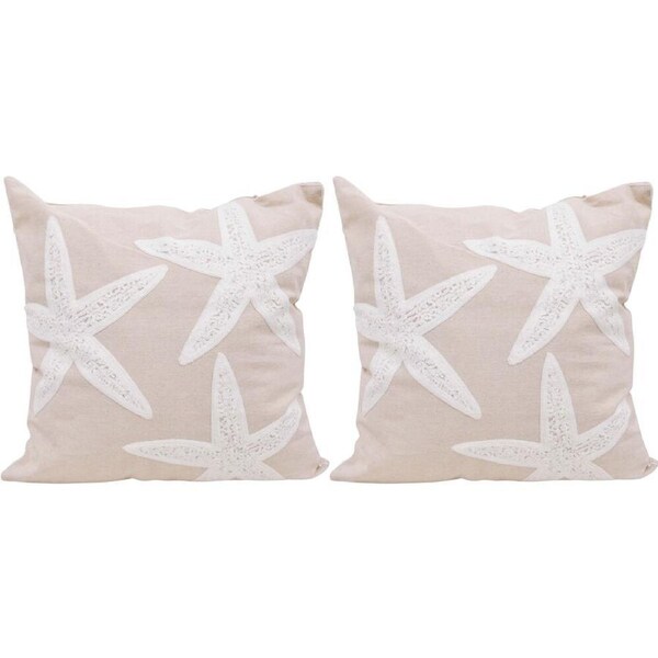 2PK LVD Starfish Decorative Home Cushion Pillow 43x40x10cm Natural Soft Beige