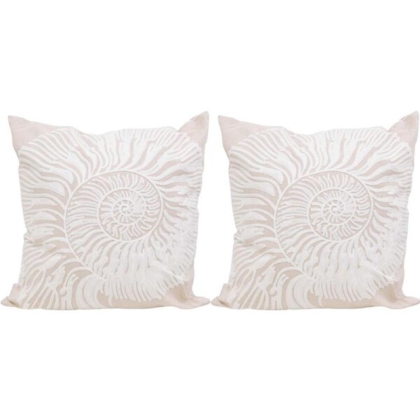 2PK LVD Spiral Shell Decorative Home Cushion Pillow 43x43x10cm Natural