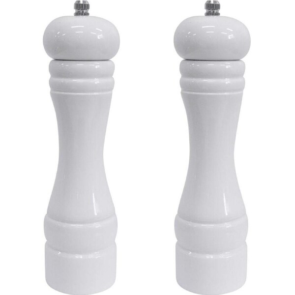 2PK LVD Timber Wooden Kitchen Salt/Pepper Grinder Mill Medium 5x5x22cm White